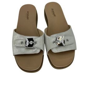 Dr. Scholl's Island Icon Women's Slide Comfort Sandals Silver Size 8.5 NWOT